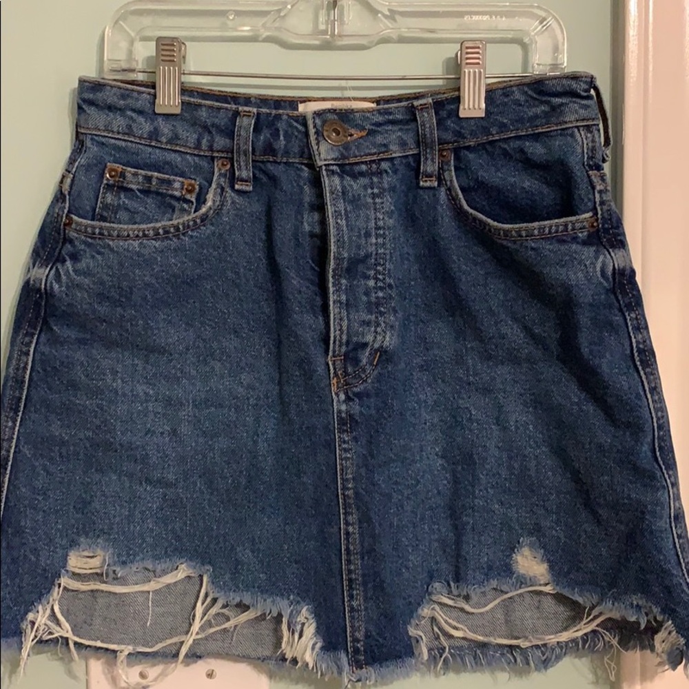 Bershka Distressed Denim Skirt